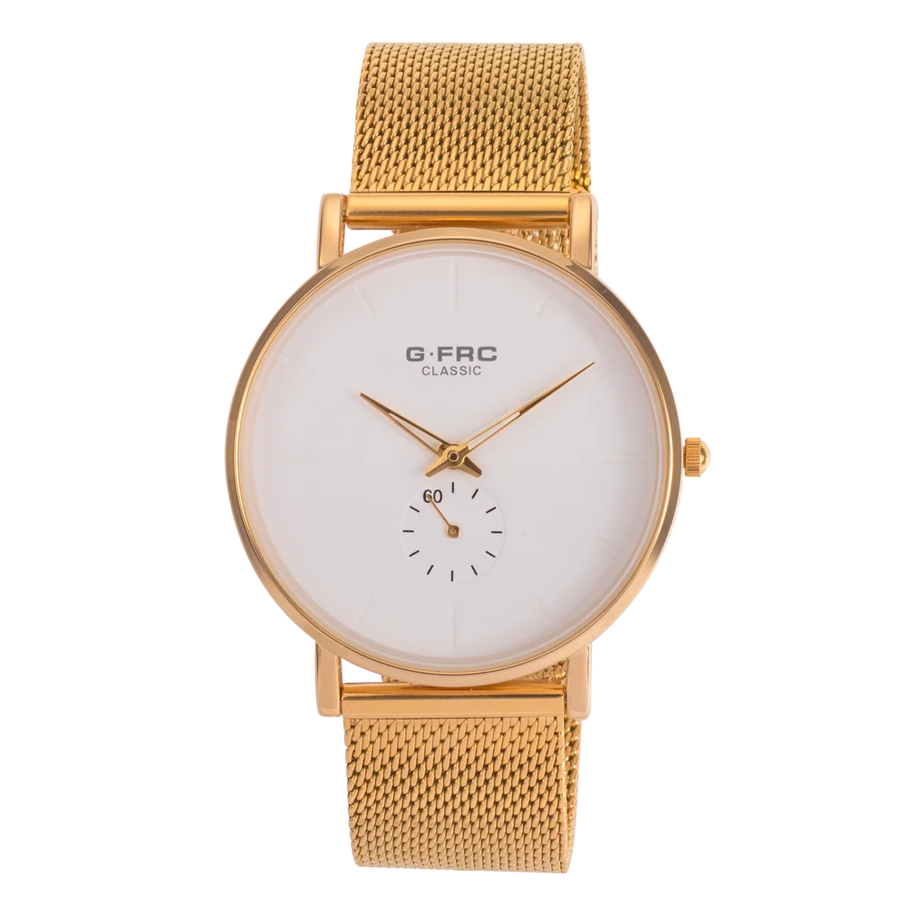reloj classic doble hora dorado metalico